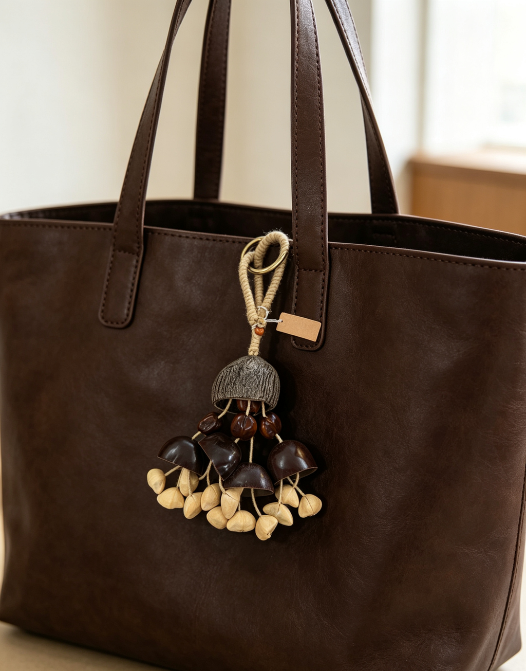 Handmade Natural Seed Pod Wind Chime | Dual-Use Home Decor & Backpack Charm, Pure Nut Shell Craft with Calming Melodic Sound 