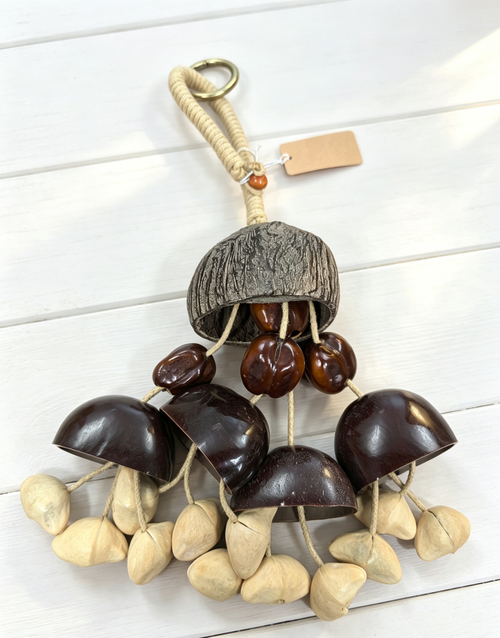 Handmade Natural Seed Pod Wind Chime | Dual-Use Home Decor & Backpack Charm, Pure Nut Shell Craft with Calming Melodic Sound 