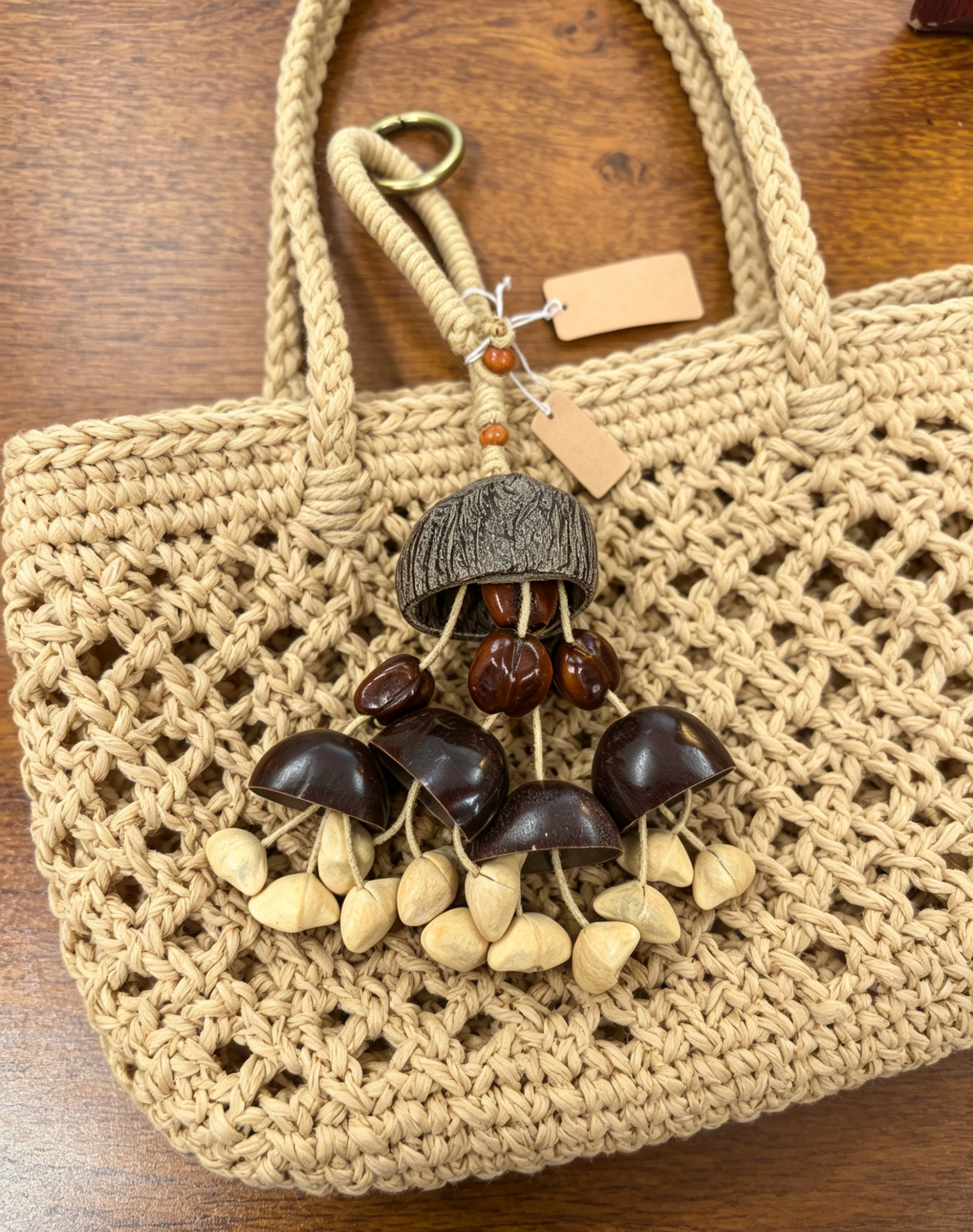 Handmade Natural Seed Pod Wind Chime | Dual-Use Home Decor & Backpack Charm, Pure Nut Shell Craft with Calming Melodic Sound 