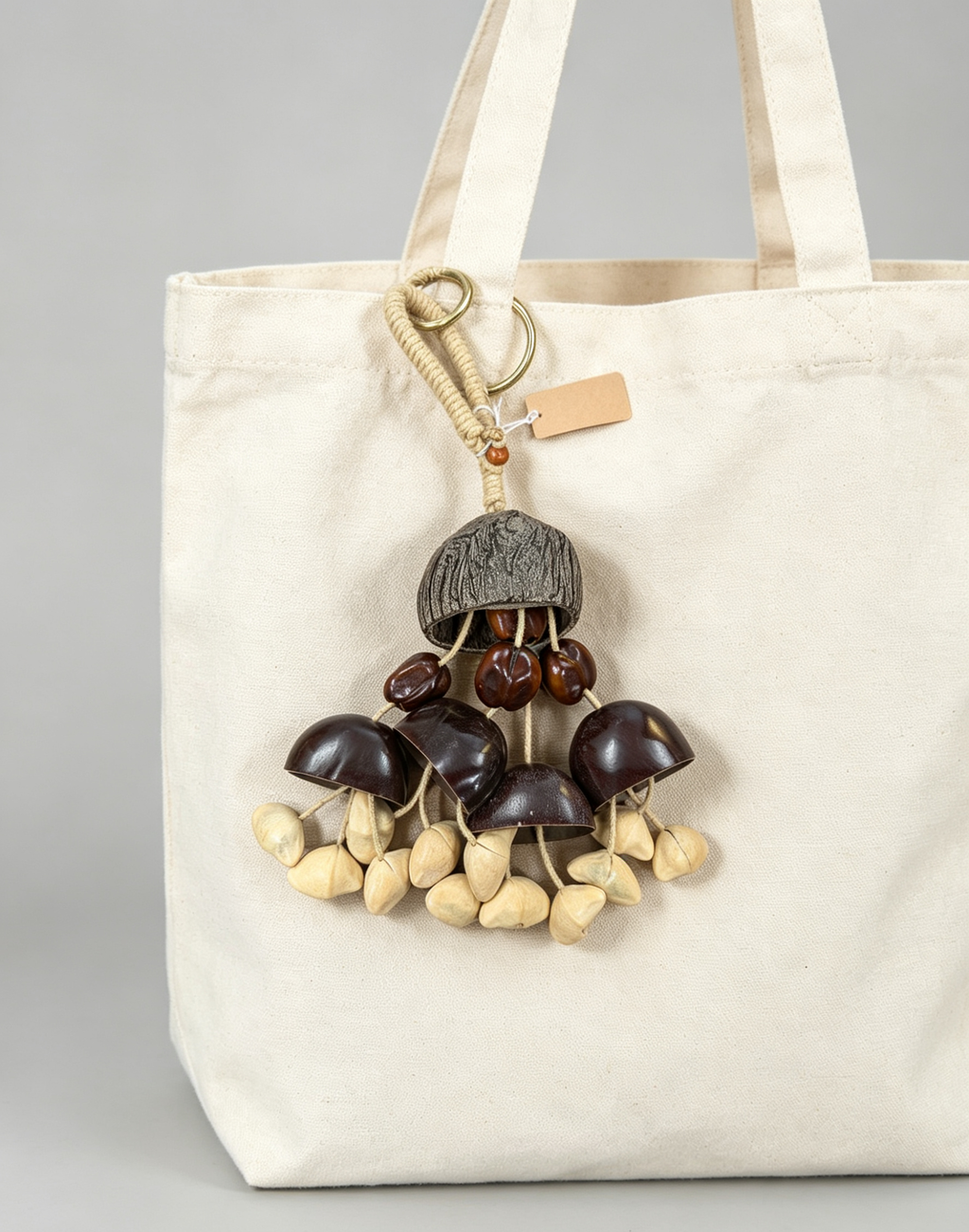 Handmade Natural Seed Pod Wind Chime | Dual-Use Home Decor & Backpack Charm, Pure Nut Shell Craft with Calming Melodic Sound 