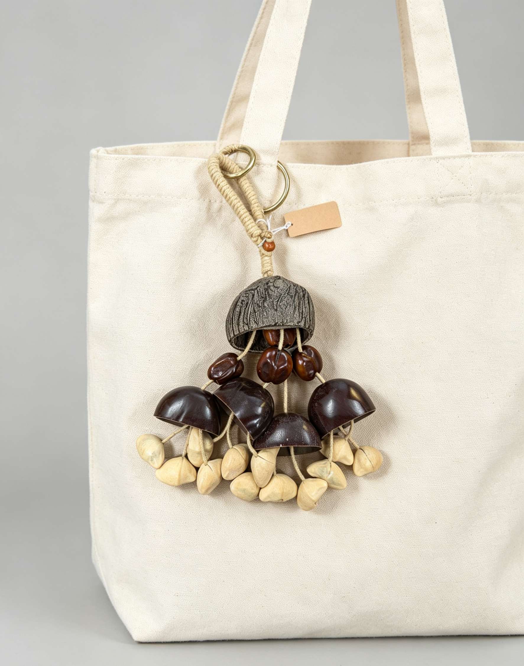 Handmade Natural Seed Pod Wind Chime | Dual-Use Home Decor & Backpack Charm, Pure Nut Shell Craft with Calming Melodic Sound 